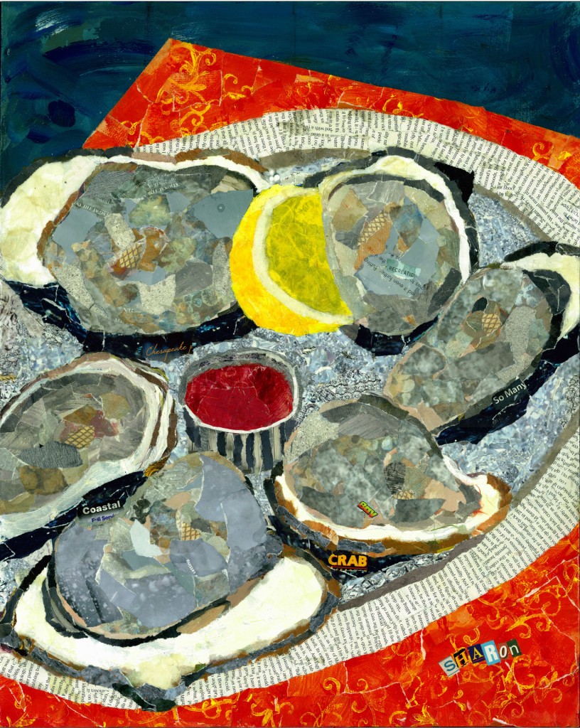 torn paper collage in online store
