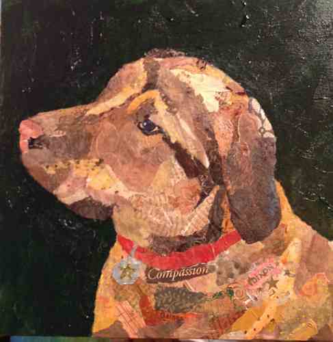 torn paper collage in online store