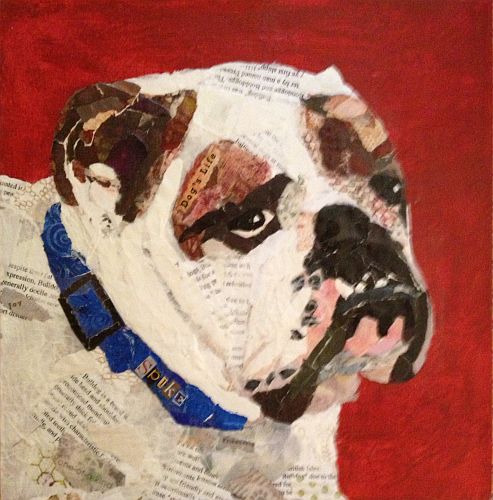 torn paper collage in online store
