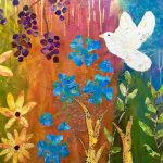 Garden of Peace torn paper collage by Sharon Krulak