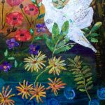 In Peace We Bloom, torn paper collage by Sharon Krulak