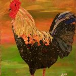 Morning Riser, torn paper collage by Sharon Krulak