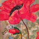 Poppy torn paper collage