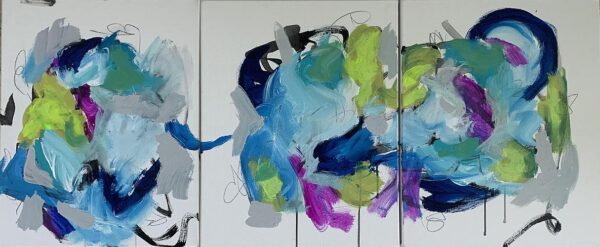 Dare to Dream triptych art, mixed media by Sharon Krulak
