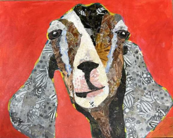 Paisley, goat torn paper collage by Sharon Krulak